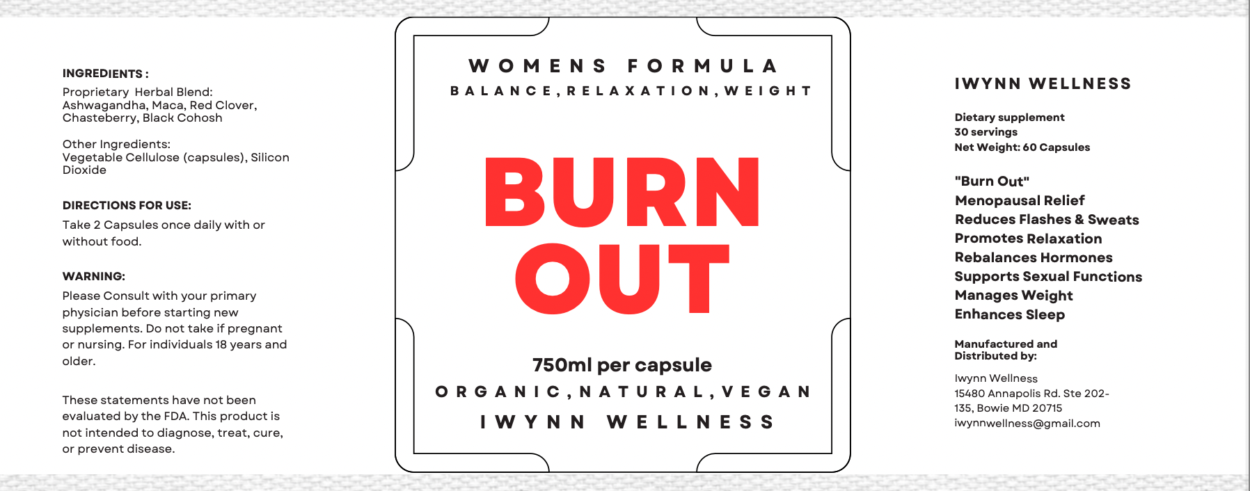 Women's Formula - "Burn Out"